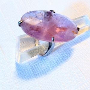 Genuine amethyst faceted ring